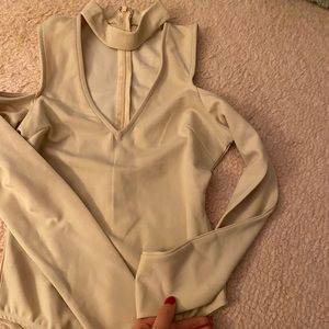 SEEK the label size small peachy nude bodysuit with cold shoulders